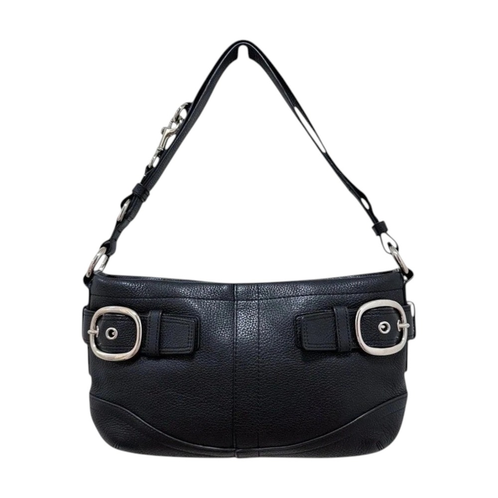 Coach Soho Double Buckle Shoulder Bag Black Pebbled Leather Y2K Vintage‎ F17125